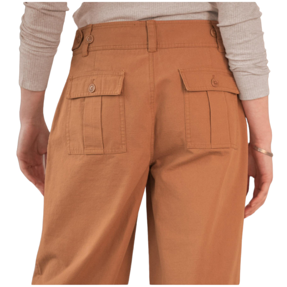 Sundance Voyager Trouser Pant Sailor Pockets Size 10 Wide Leg High Rise Dark Tan - Picture 4 of 11